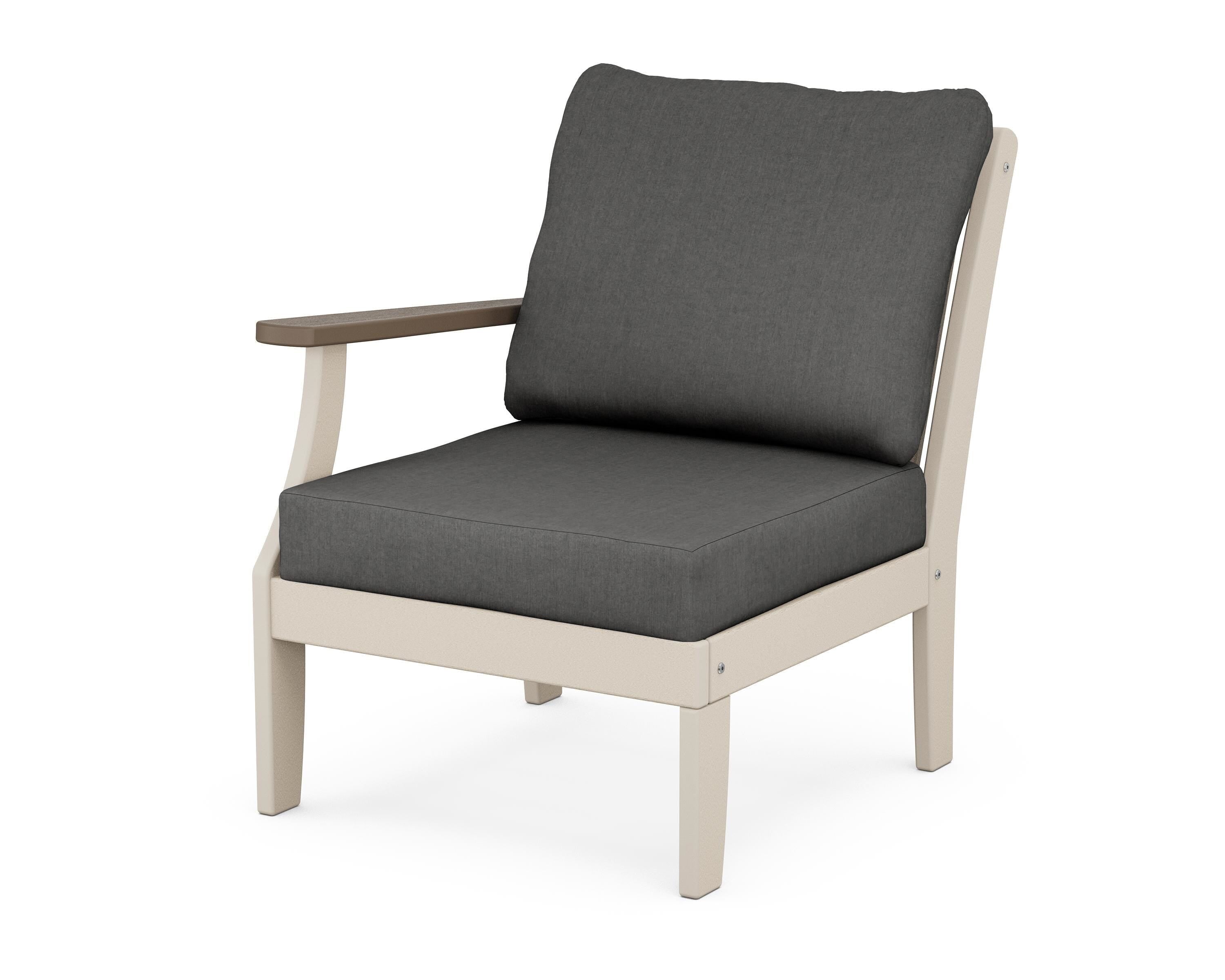 POLYWOOD® Braxton Modular Left Arm Chair in Sand / Kona / Spectrum Carbon