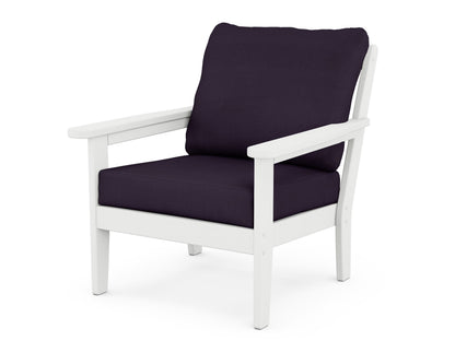 Country Living Cottage Deep Seating Chair in White / Navy Linen