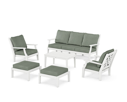 Country Living Wovendale 6-Piece Lounge Sofa Set in White / Cast Sage