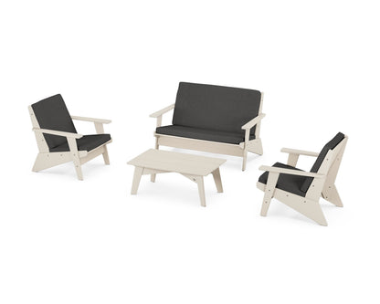 POLYWOOD® Riviera Modern Lounge 4-Piece Set in Sand / Spectrum Carbon