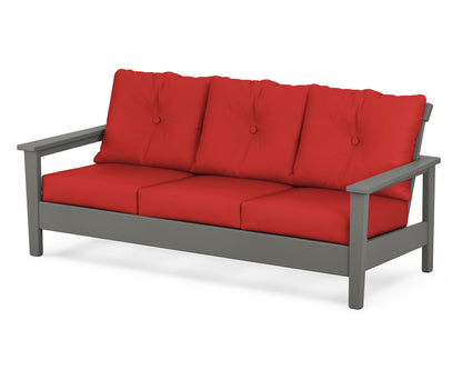 POLYWOOD® Prescott Deep Seating Sofa in Slate Grey / Crimson Linen