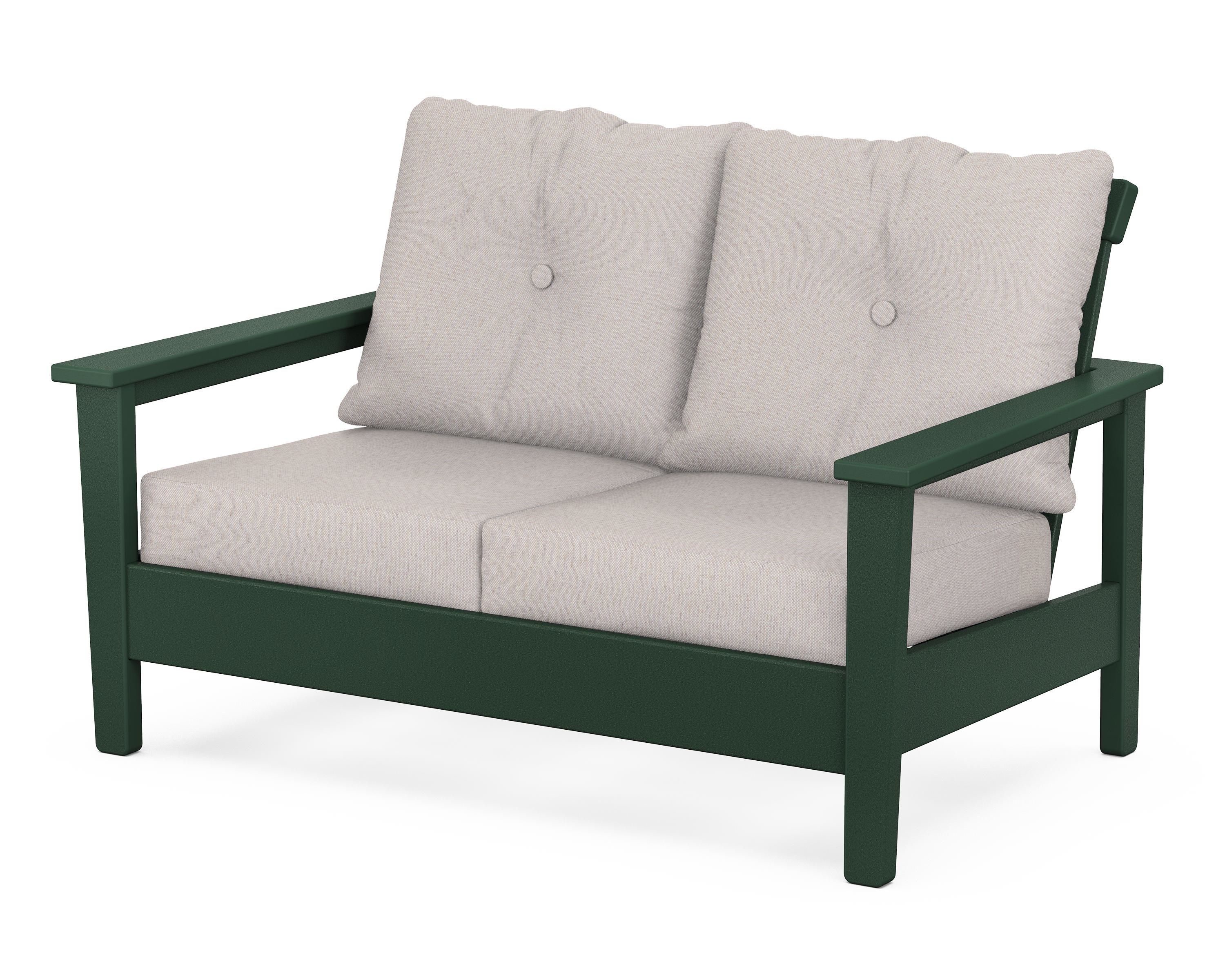 POLYWOOD® Prescott Deep Seating Loveseat in Green / Dune Burlap