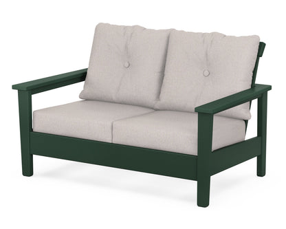 POLYWOOD® Prescott Deep Seating Loveseat in Green / Dune Burlap