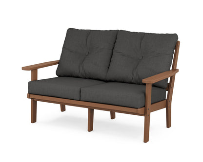 POLYWOOD® Oxford Deep Seating Loveseat in Teak / Spectrum Carbon