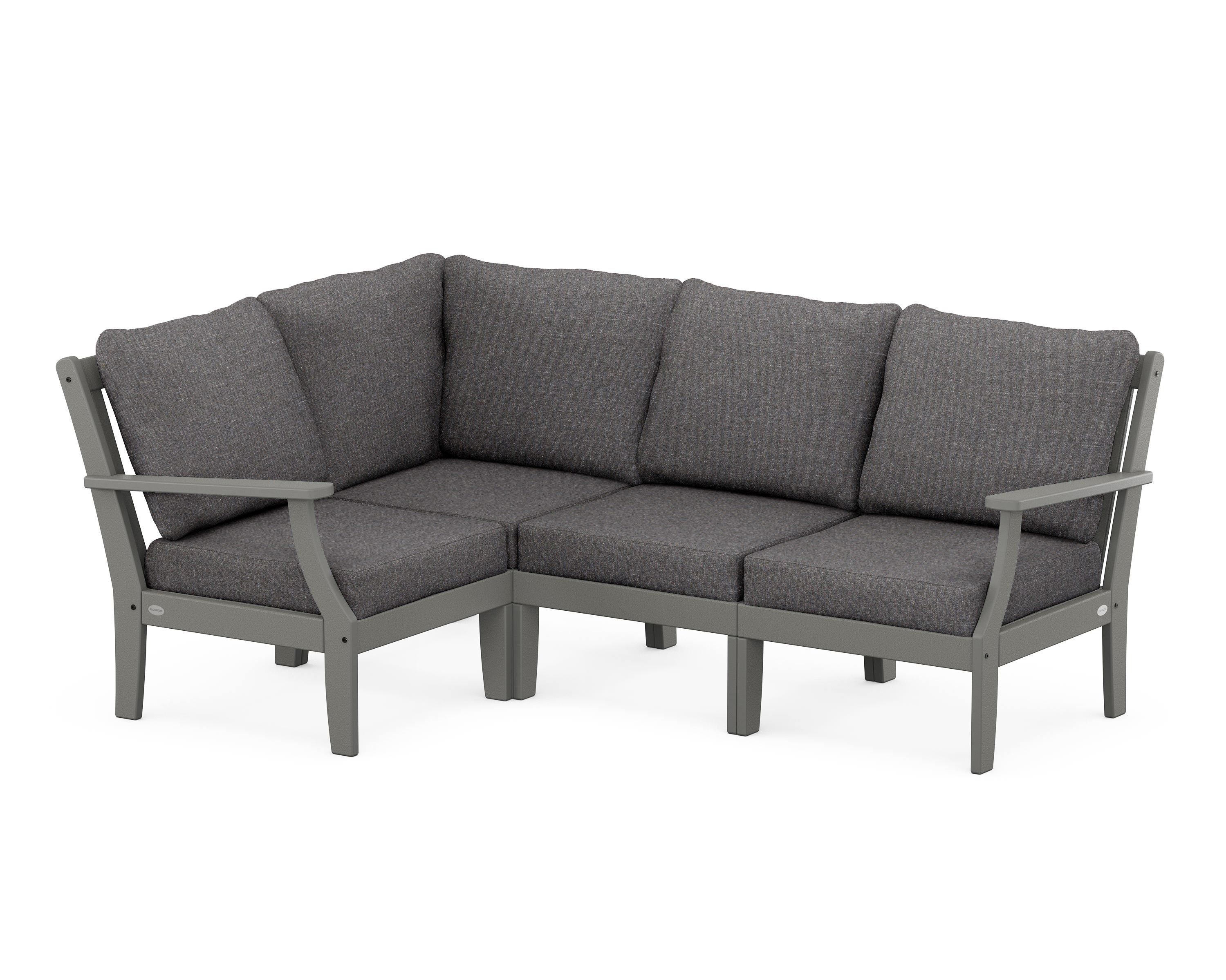 POLYWOOD® Braxton Modular 4-Piece Deep Seating Set in Slate Grey / Ash Charcoal