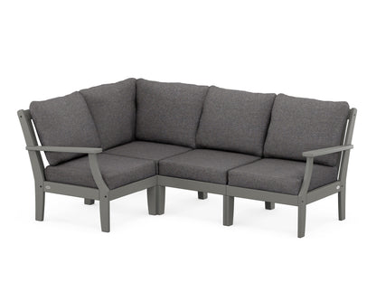 POLYWOOD® Braxton Modular 4-Piece Deep Seating Set in Slate Grey / Ash Charcoal