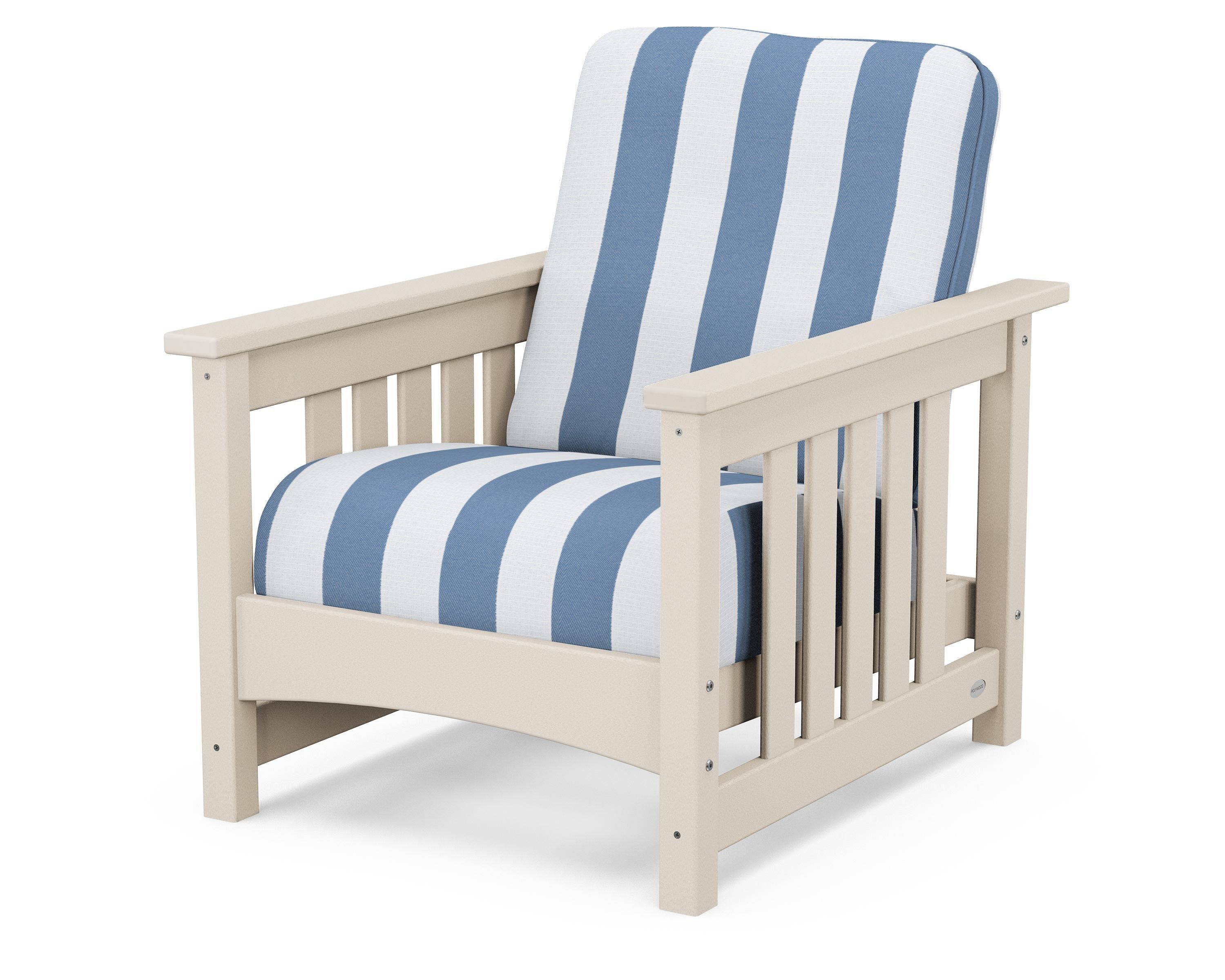 POLYWOOD® Club Mission Chair in Sand / Cabana Stripe Sky Blue