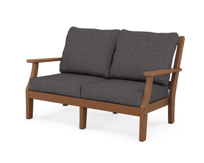 Martha Stewart by POLYWOOD® Chinoiserie Deep Seating Loveseat in Teak / Ash Charcoal