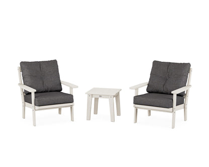 POLYWOOD® Oxford 3-Piece Deep Seating Set in Sand / Ash Charcoal