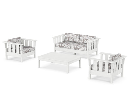 Martha Stewart by POLYWOOD® Acadia 4-Piece Deep Seating Set with Loveseat in White / Leaf Grey Mist