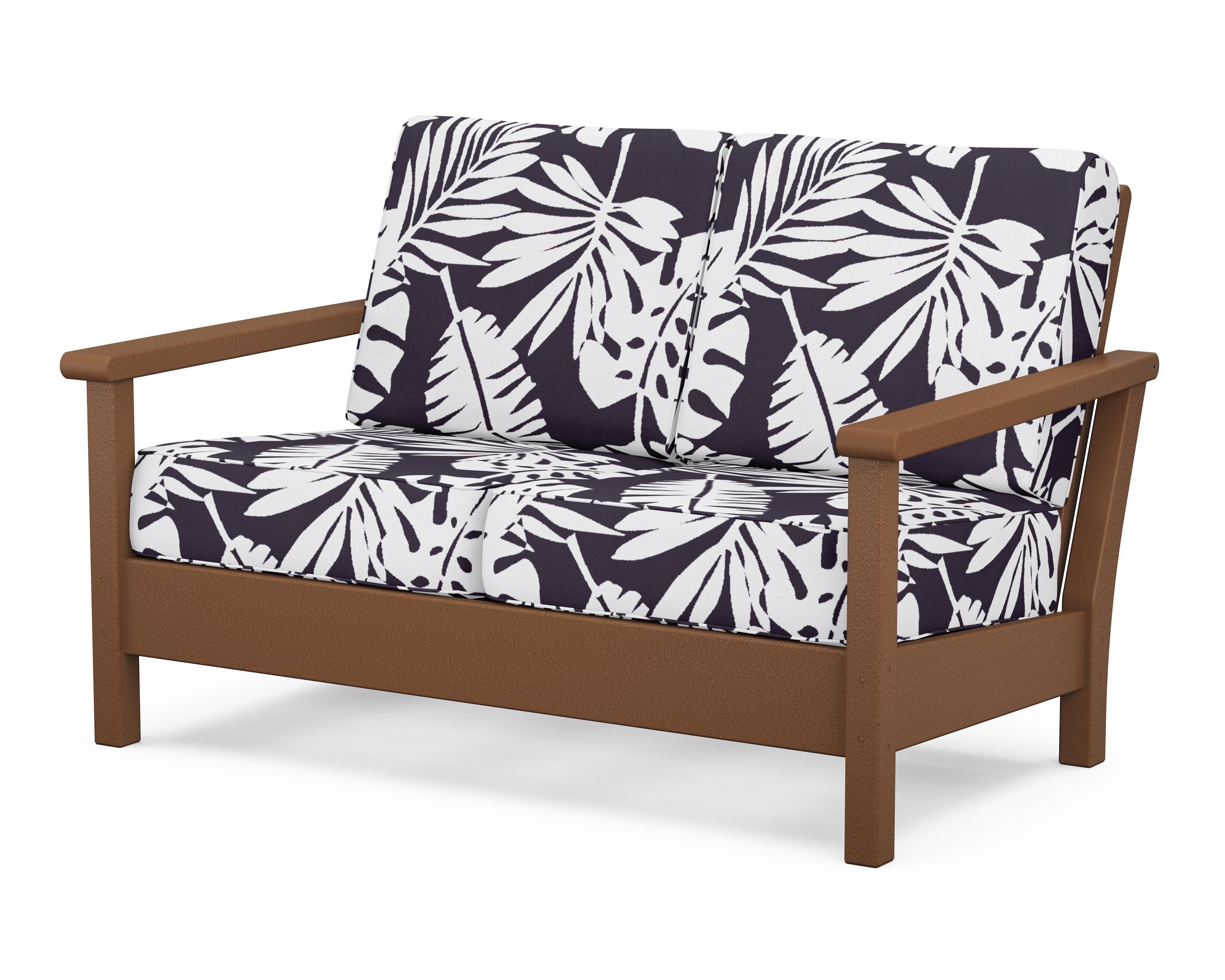 POLYWOOD® Harbour Deep Seating Loveseat in Teak / Leaf Navy