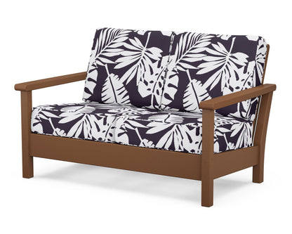 POLYWOOD® Harbour Deep Seating Loveseat in Teak / Leaf Navy