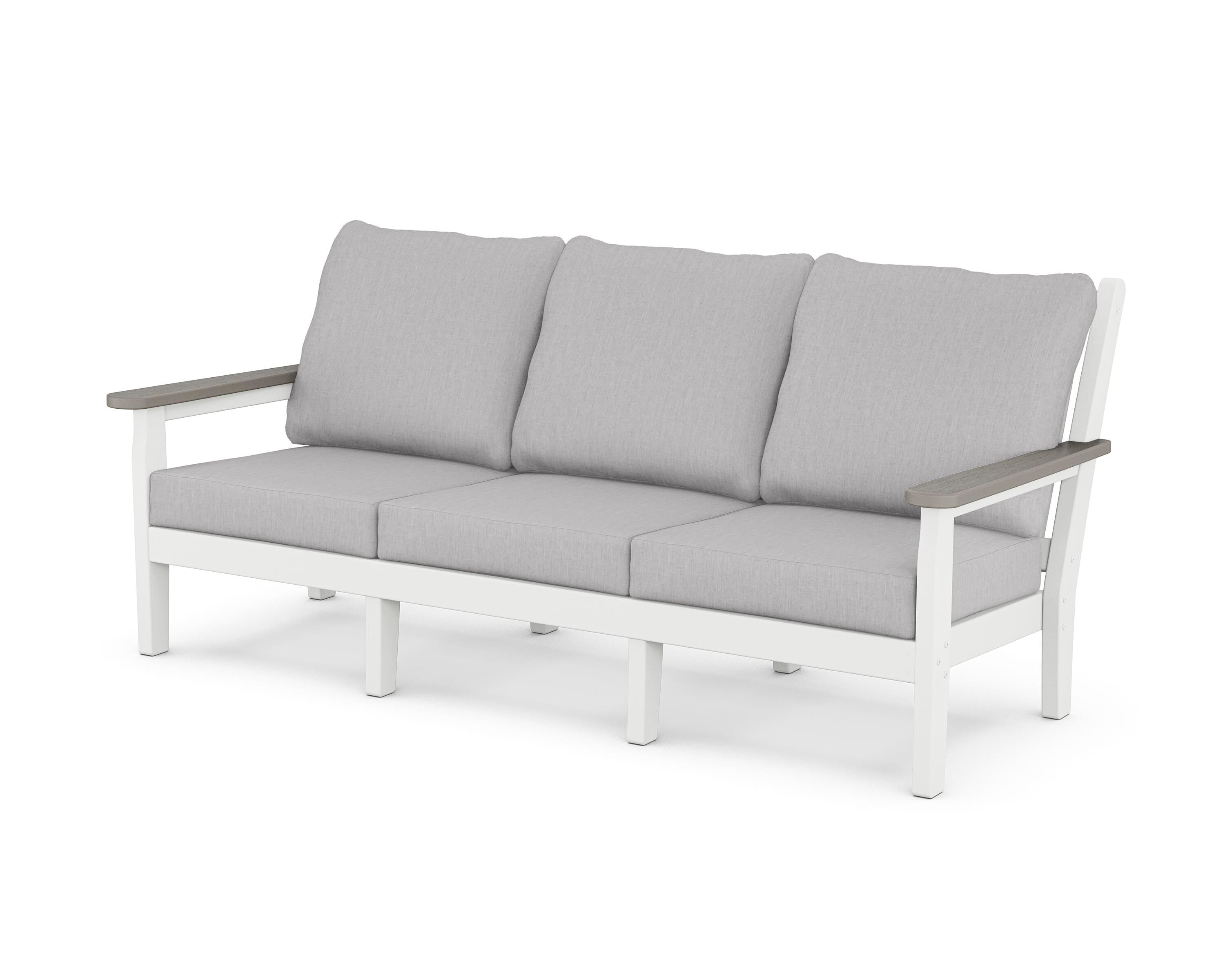POLYWOOD® Chippendale Deep Seating Sofa in White / Driftwood / Granite