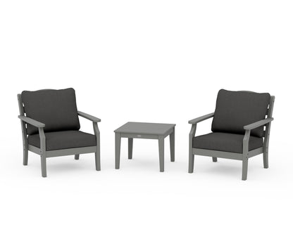 Draper James™ by  POLYWOOD® Savannah 3-Piece Deep Seating Set in Slate Grey / Spectrum Carbon