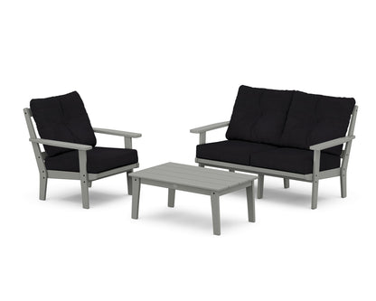 POLYWOOD® Prairie 3-Piece Deep Seating Set with Loveseat in Slate Grey / Midnight Linen