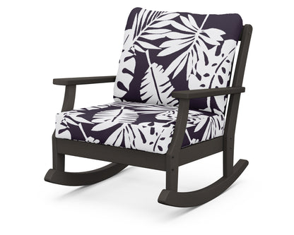 POLYWOOD® Braxton Deep Seating Rocking Chair in Vintage Coffee / Leaf Navy