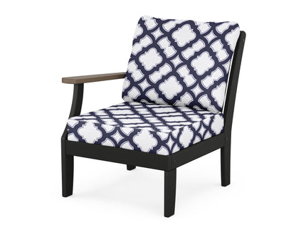 POLYWOOD® Braxton Modular Left Arm Chair in Black / Kona / Trellis Navy