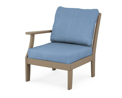 POLYWOOD® Braxton Modular Left Arm Chair in Vintage Sahara / Sky Blue