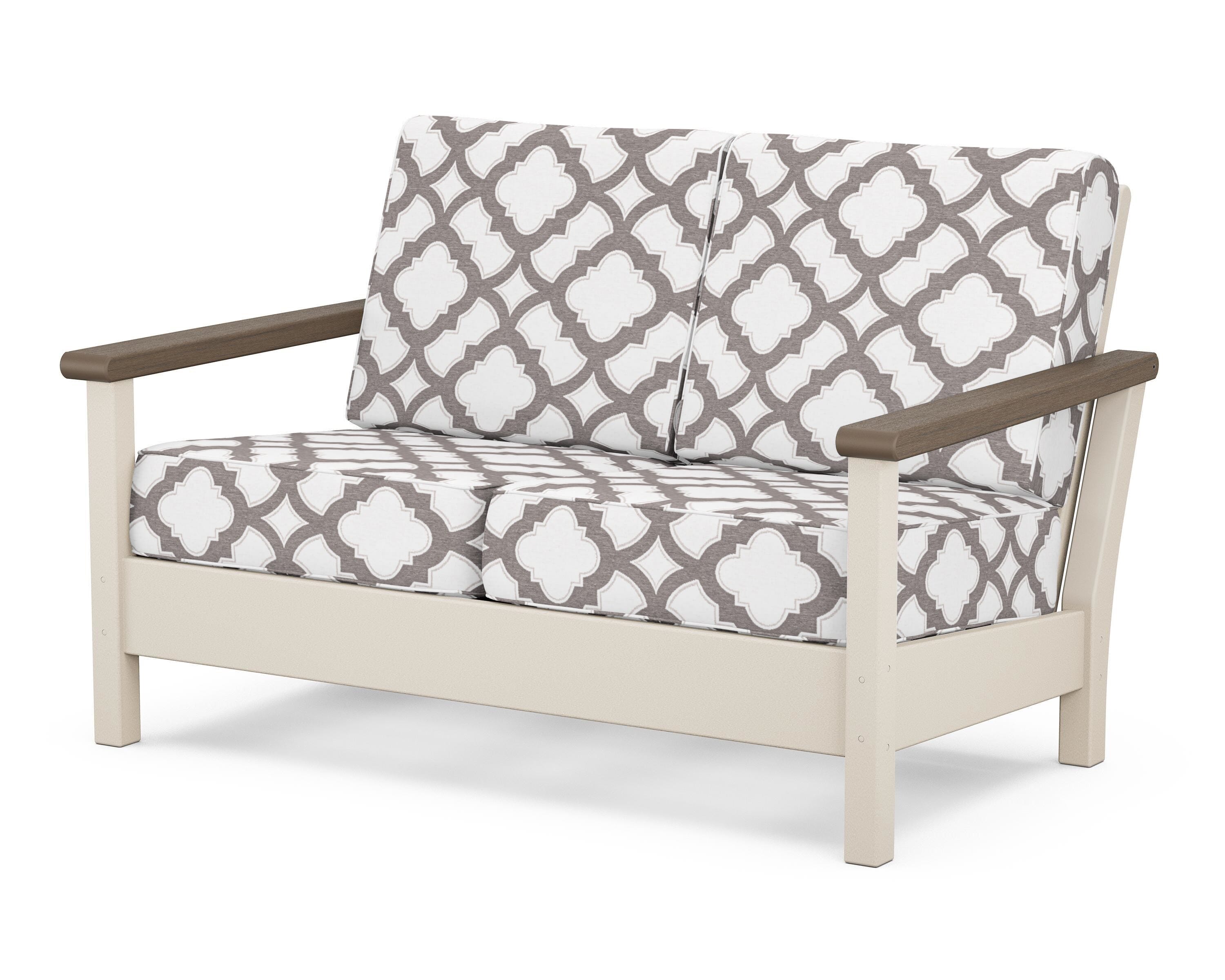 POLYWOOD® Harbour Deep Seating Loveseat in Sand / Kona / Trellis Grey Mist