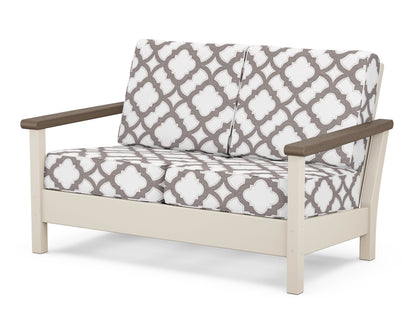 POLYWOOD® Harbour Deep Seating Loveseat in Sand / Kona / Trellis Grey Mist