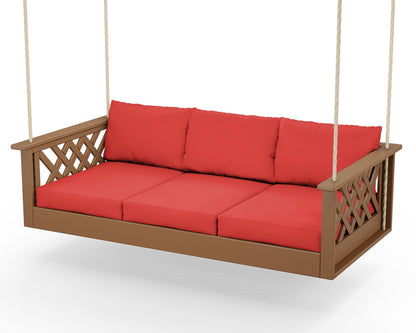 Country Living Wovendale Daybed Swing in Teak / Crimson Linen