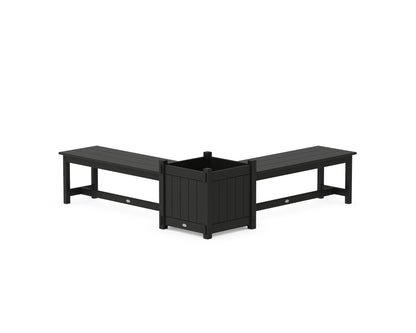 POLYWOOD® 48" Vineyard L- Shaped Planter Bench Set- Large in Black