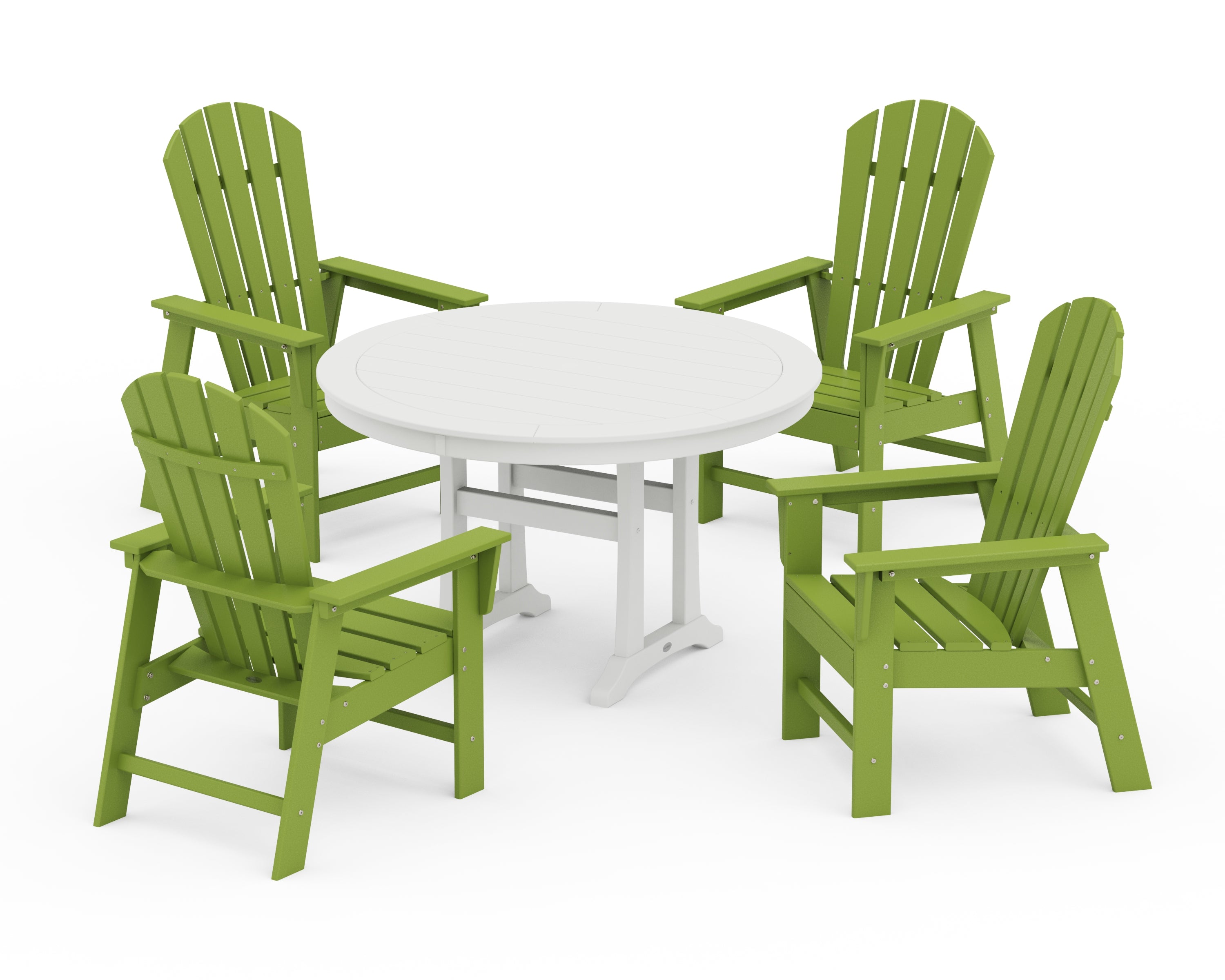 POLYWOOD® South Beach 5-Piece Round Dining Set with Trestle Legs in Lime / White