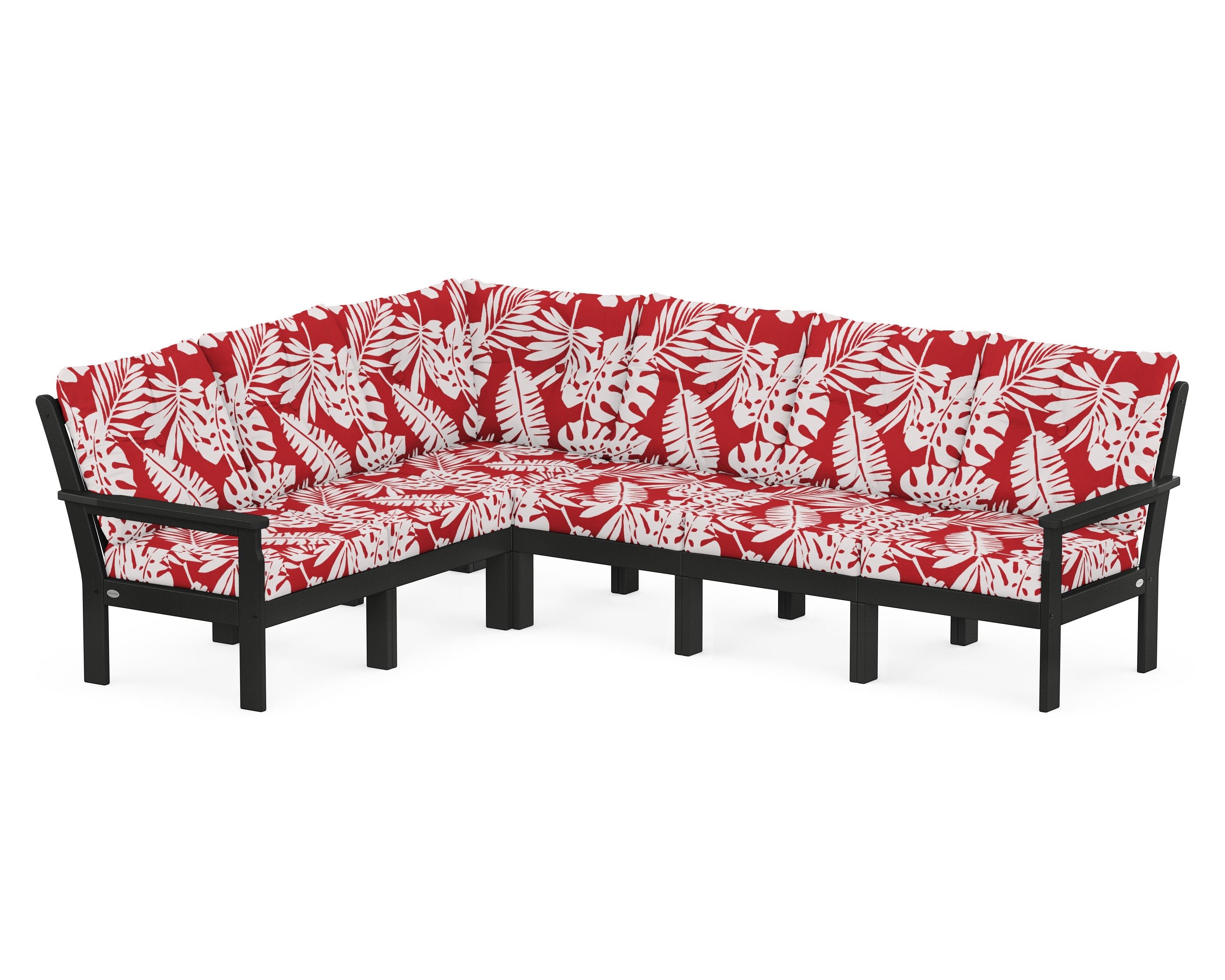 POLYWOOD® Vineyard 6-Piece Sectional in Black / Leaf Crimson