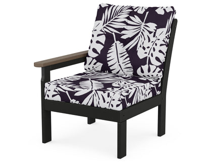 POLYWOOD® Vineyard Modular Left Arm Chair in Black / Kona / Leaf Navy