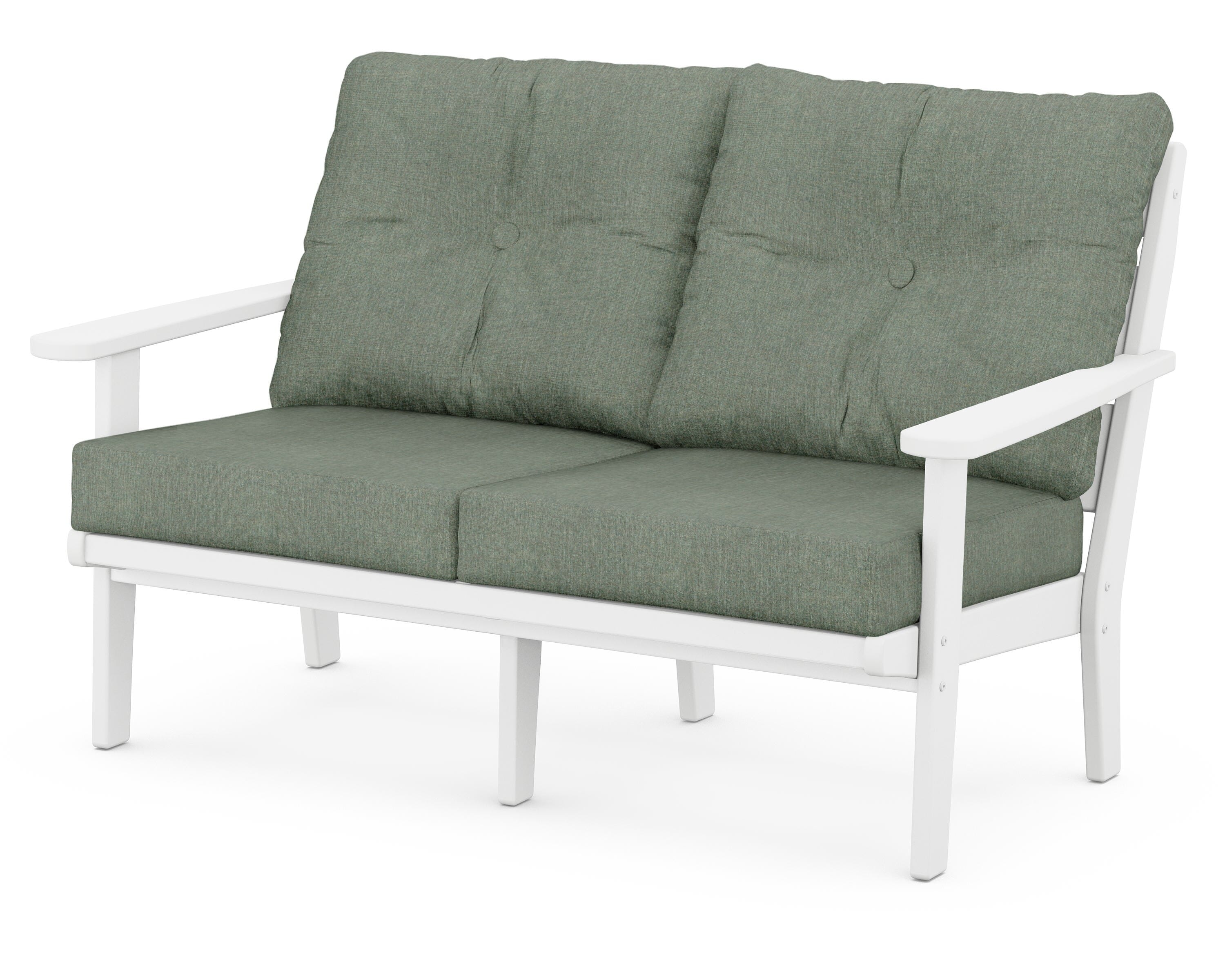 POLYWOOD® Lakeside Deep Seating Loveseat in White / Cast Sage