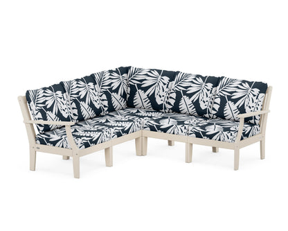 POLYWOOD® Braxton Modular 5-Piece Deep Seating Set in Sand / Leaf Marine Indigo