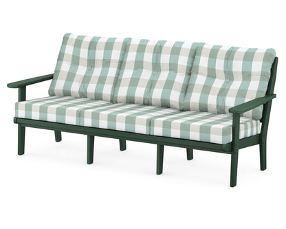 POLYWOOD® Lakeside Deep Seating Sofa in Green / Buffalo Plaid Glacier Spa