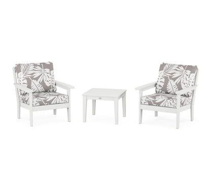 Country Living Cottage 3-Piece Deep Seating Set in White / Leaf Grey Mist