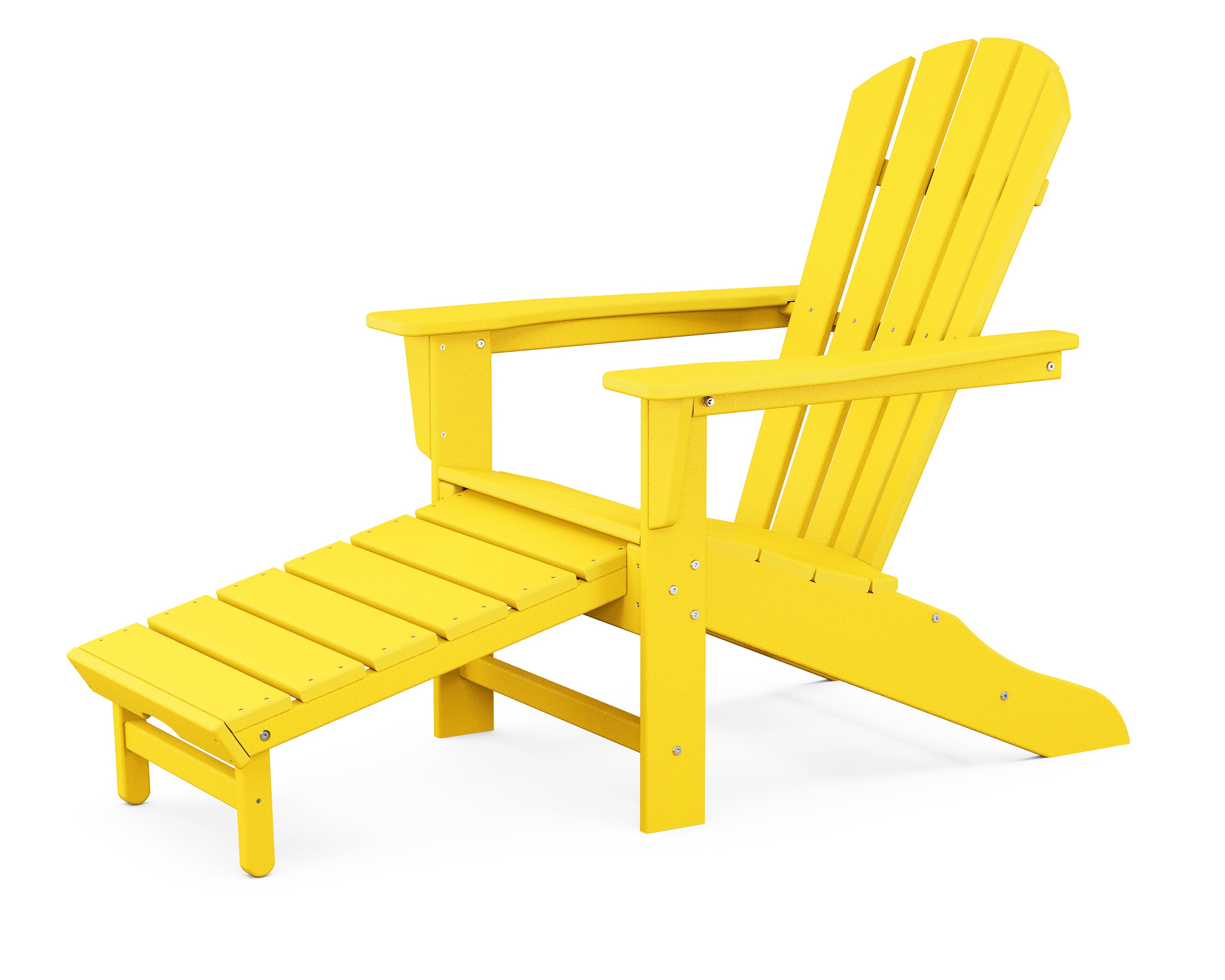 POLYWOOD® Palm Coast Ultimate Adirondack with Hideaway Ottoman in Lemon