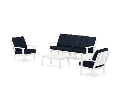 POLYWOOD® Mission 4-Piece Deep Seating Set with Sofa in White / Marine Indigo