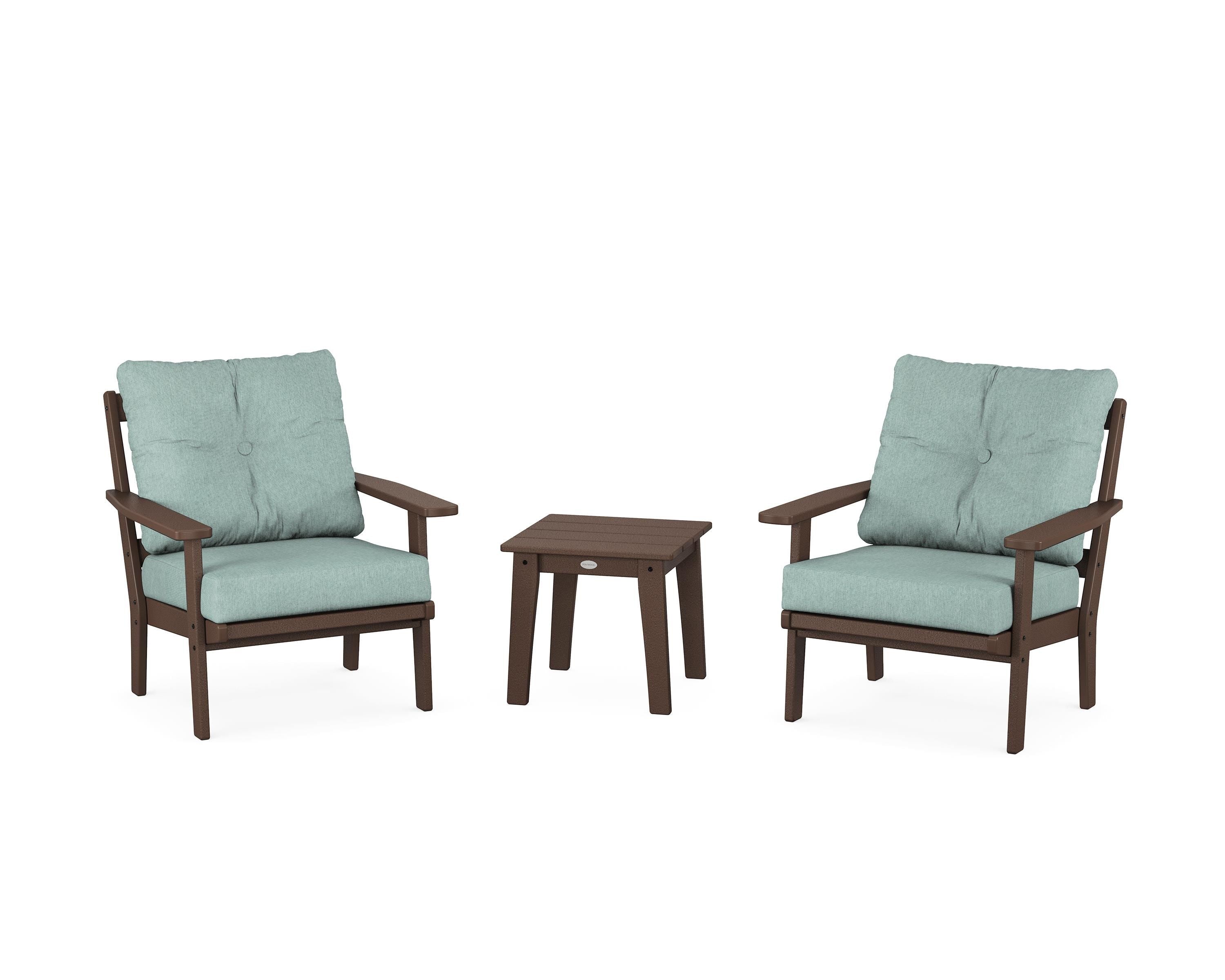 POLYWOOD® Prairie 3-Piece Deep Seating Set in Mahogany / Glacier Spa