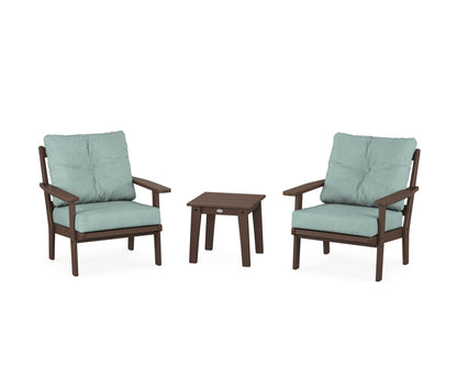POLYWOOD® Prairie 3-Piece Deep Seating Set in Mahogany / Glacier Spa