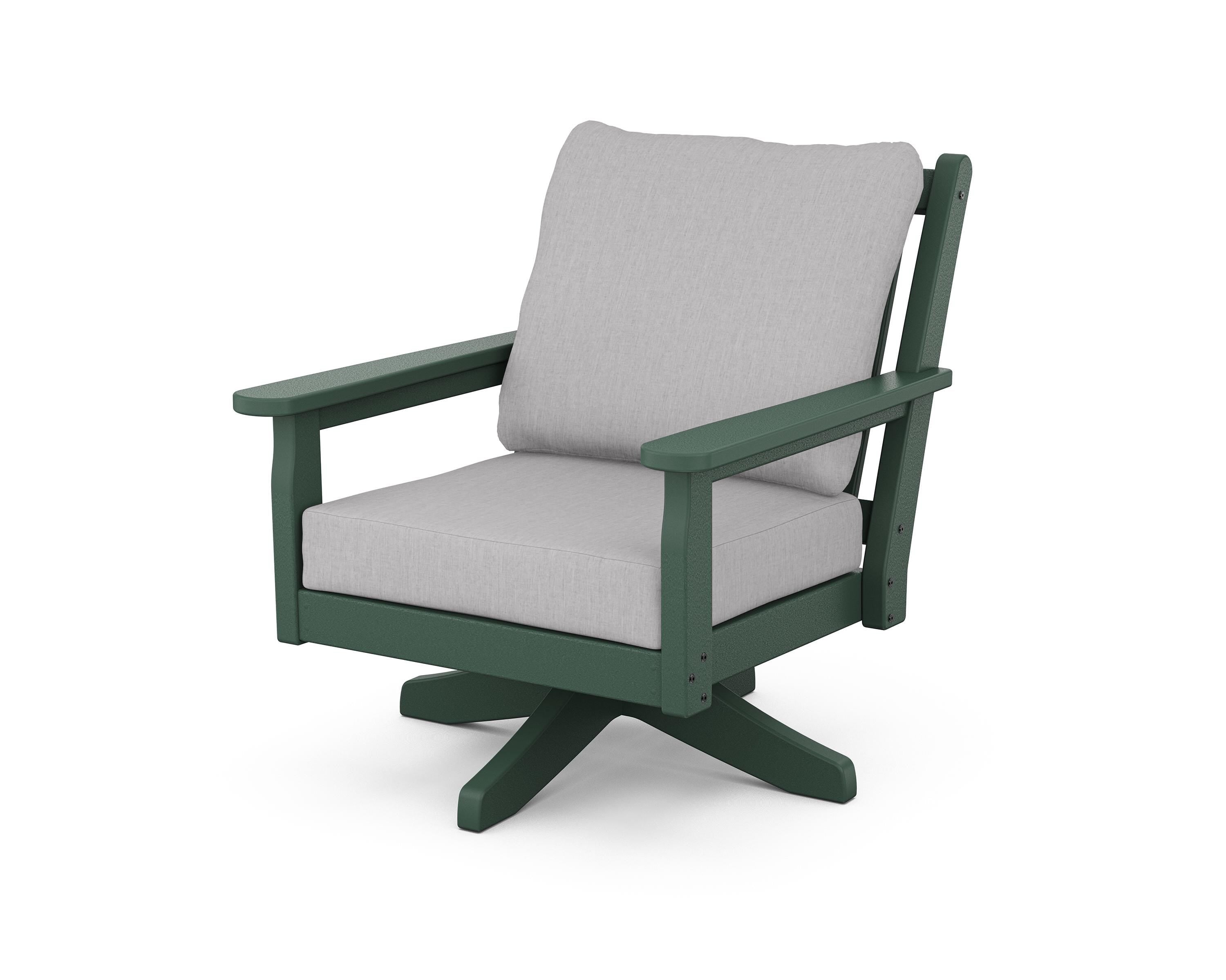 POLYWOOD® Chippendale Deep Seating Swivel Chair in Green / Granite