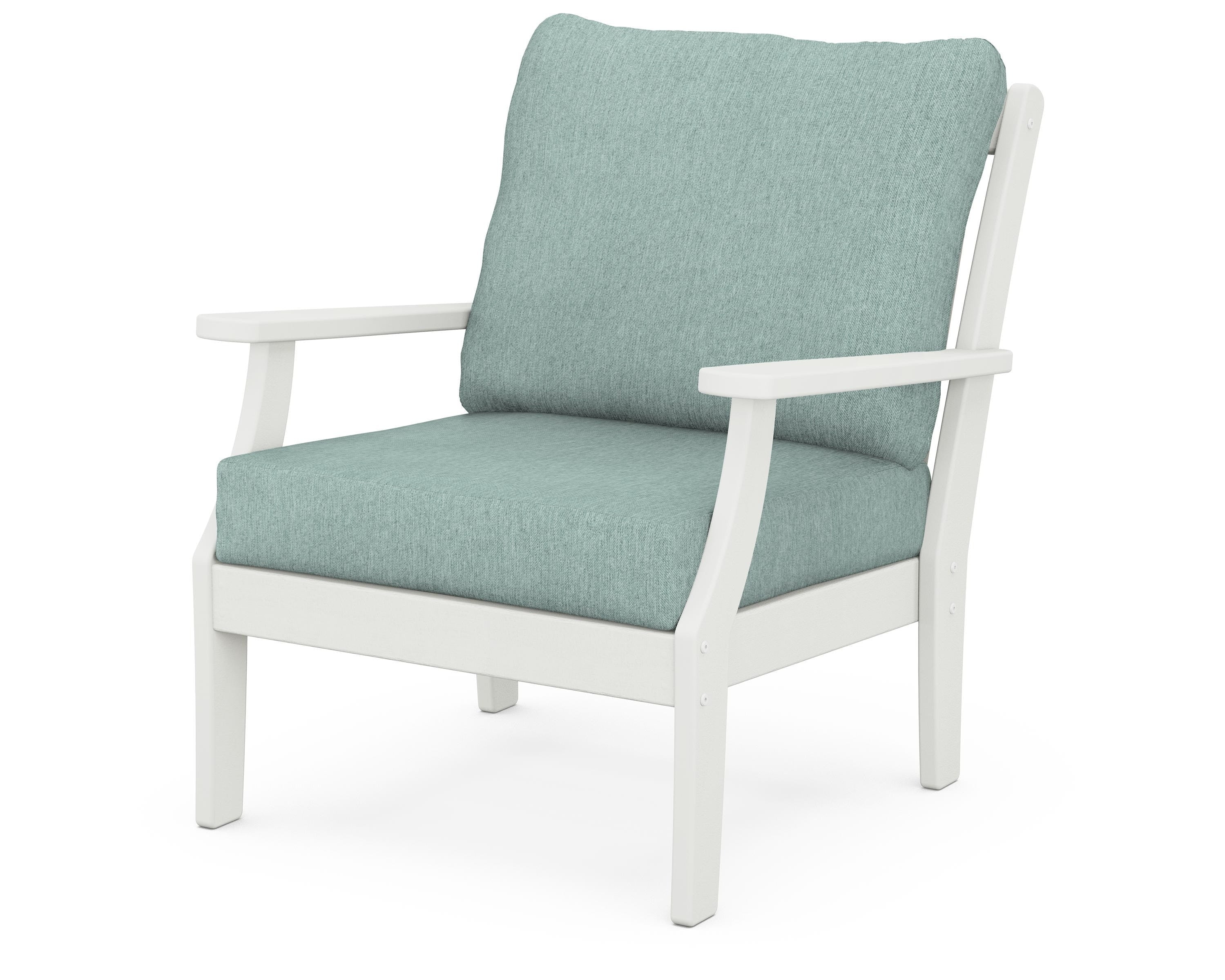 POLYWOOD® Braxton Deep Seating Chair in Vintage White / Glacier Spa