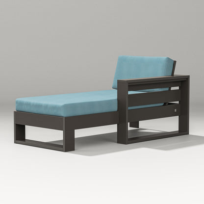 PW Designer Series Latitude Modular Right Arm Chaise in Vintage Coffee / Lattice Sky Blue