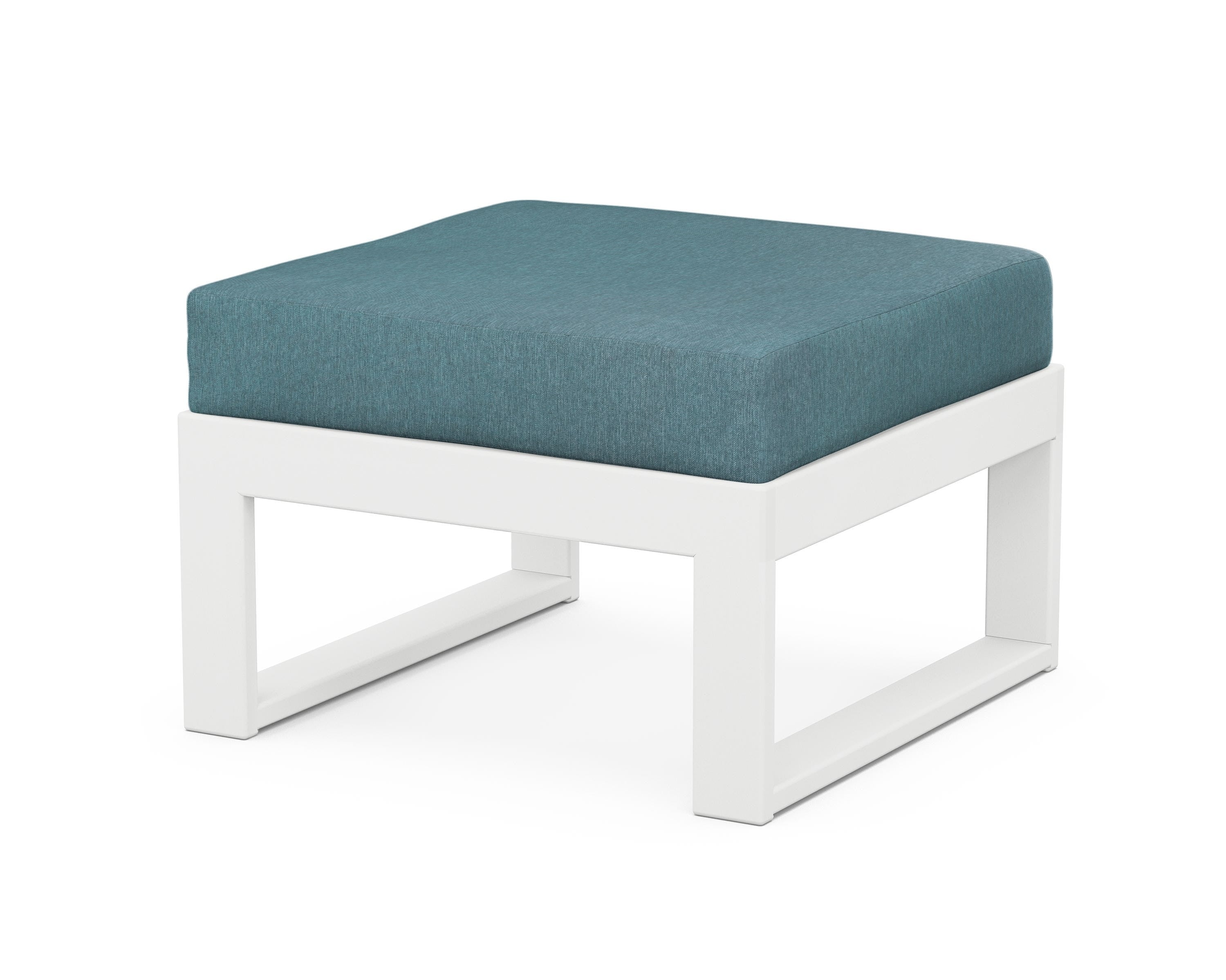 Unbranded Modular Ottoman - Modern in White / Ocean Teal