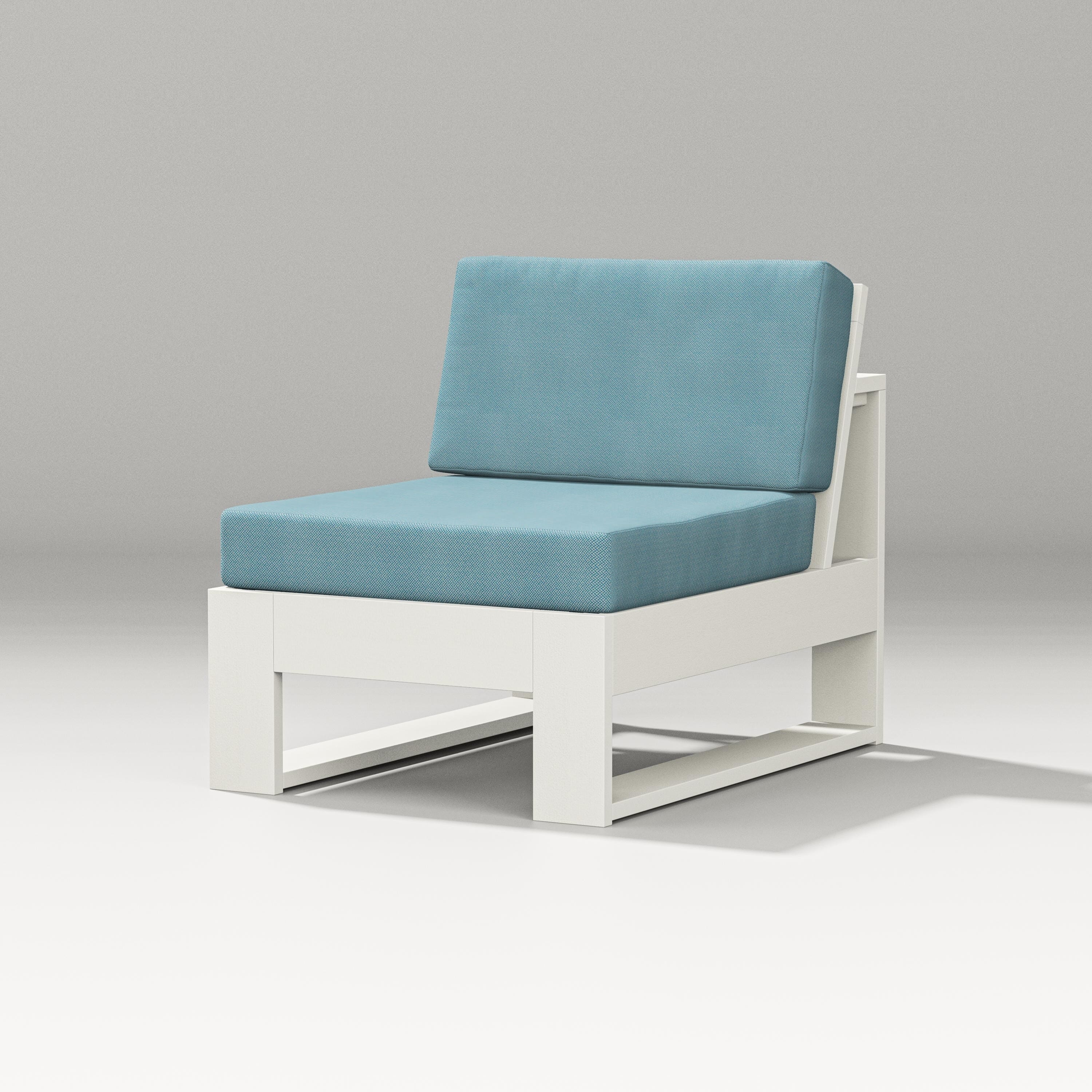 PW Designer Series Latitude Modular Armless Chair in Vintage White / Lattice Sky Blue