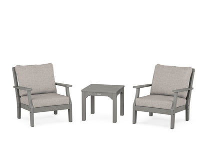 Martha Stewart by POLYWOOD® Chinoiserie 3-Piece Deep Seating Set in Slate Grey / Weathered Tweed