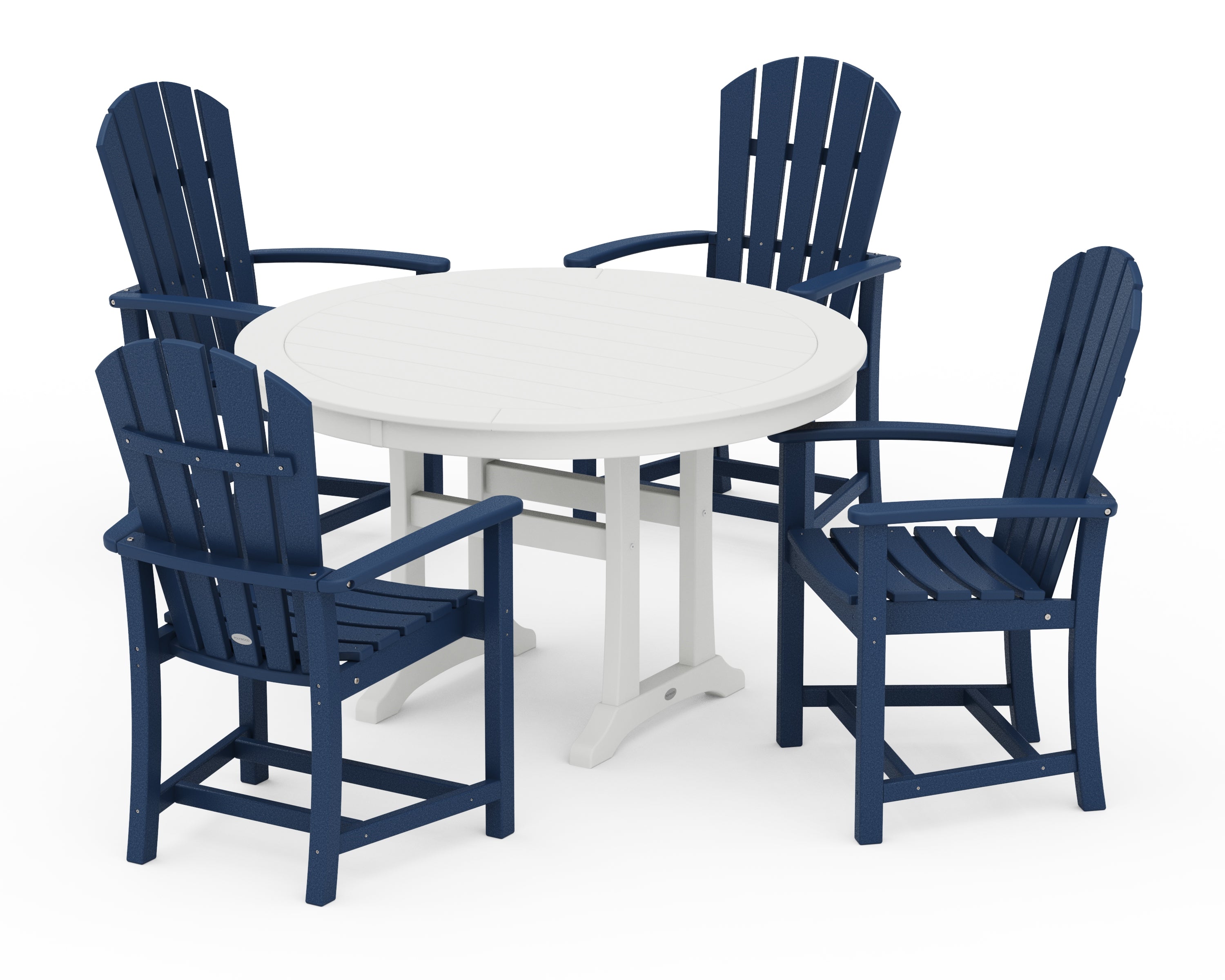POLYWOOD® Palm Coast 5-Piece Round Dining Set in Navy / White