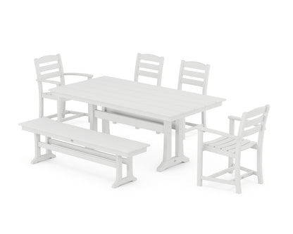 POLYWOOD® La Casa Cafe 6-Piece Farmhouse Dining Set With Trestle Legs in White