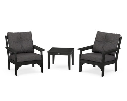 POLYWOOD® Vineyard 3-Piece Deep Seating Set in Black / Ash Charcoal