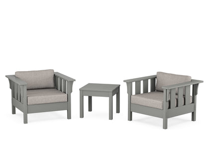 Martha Stewart by POLYWOOD® Acadia 3-Piece Deep Seating Set in Slate Grey / Weathered Tweed