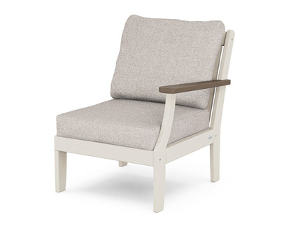 POLYWOOD® Braxton Modular Right Arm Chair in Sand / Kona / Weathered Tweed