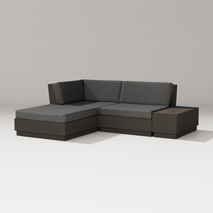 PW Designer Series Elevate Loveseat Sectional with Chaise in Vintage Coffee / Spectrum Carbon
