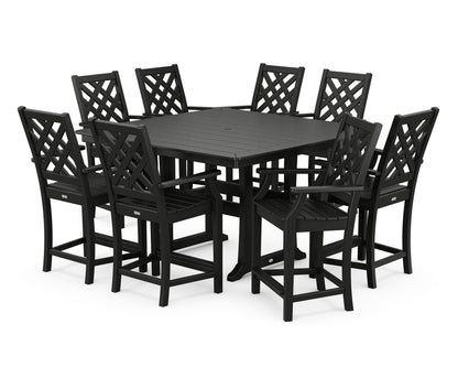 Country Living Wovendale 9-Piece Square Counter Set with Trestle Legs in Black